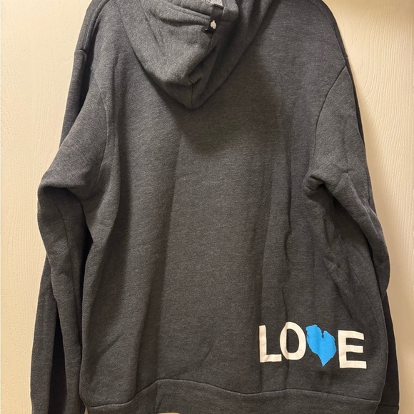 Gray Zip-Up Hoodie with Love Michigan Graphic - Picture 8 of 9